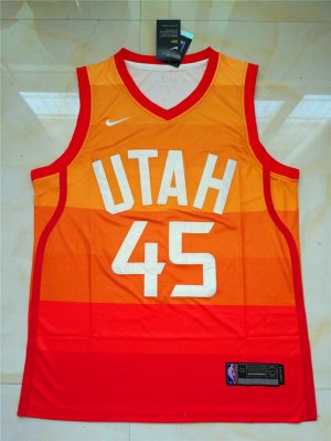 Maillot De Basket Utah Jazz Donovan Mitchell 45 City Version Orange Jaune